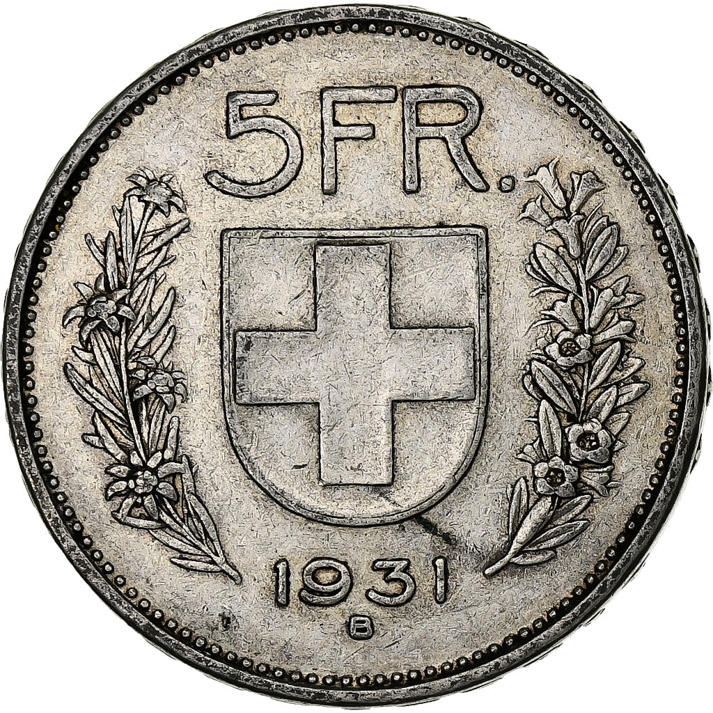 Switzerland, 5 Francs, 1931, Bern, Silver, EF(40-45), KM:40