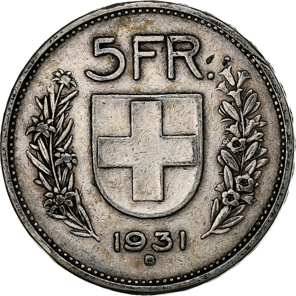 Switzerland, 5 Francs, 1931, Bern, Silver, EF(40-45), KM:40