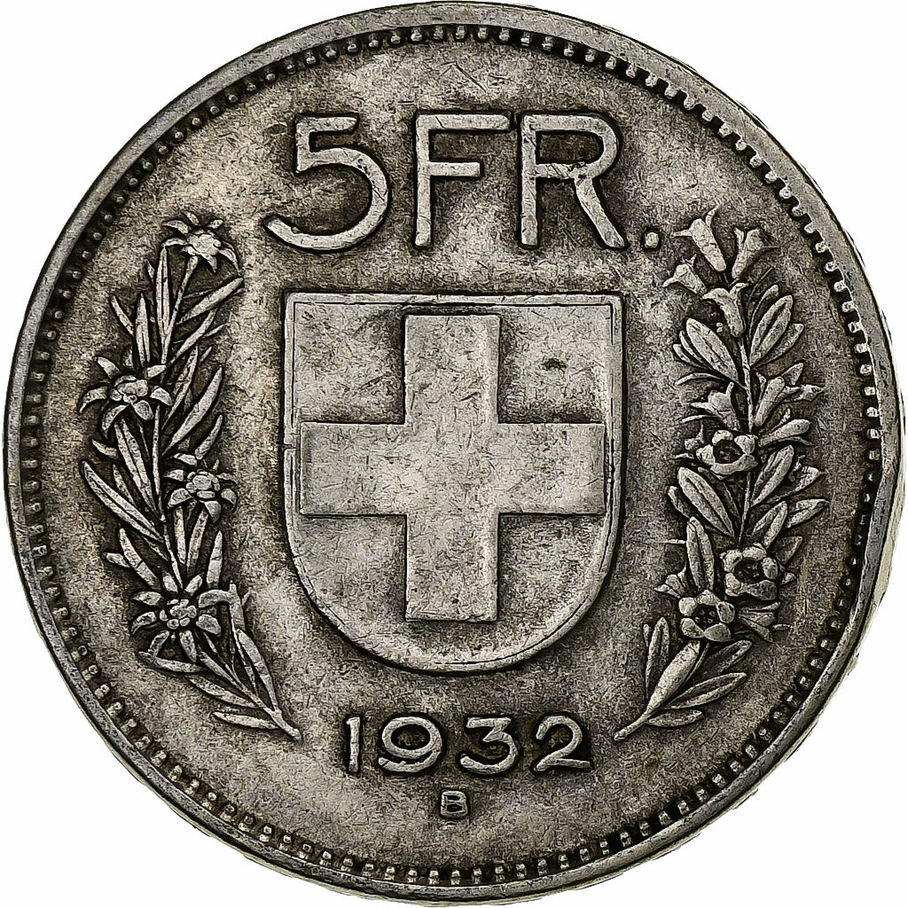 Coin, Switzerland, 5 Francs, 1932, Bern, AU(50-53), Silver, KM:40