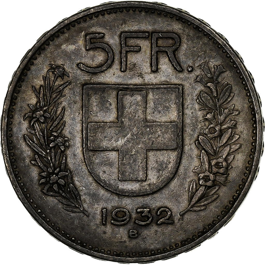 Coin, Switzerland, 5 Francs, 1932, Bern, AU(50-53), Silver, KM:40
