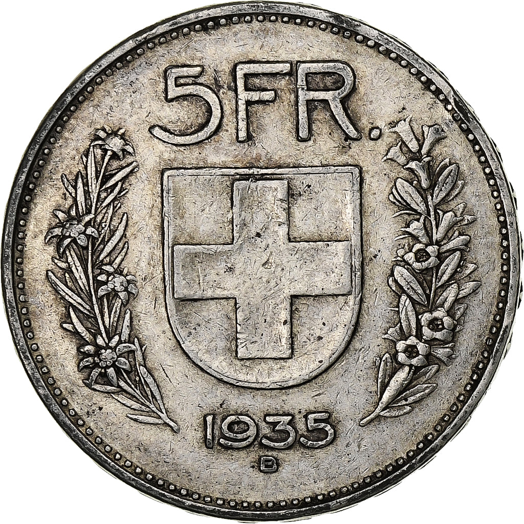 Switzerland, 5 Francs, 1935, Bern, Silver, EF(40-45), KM:40