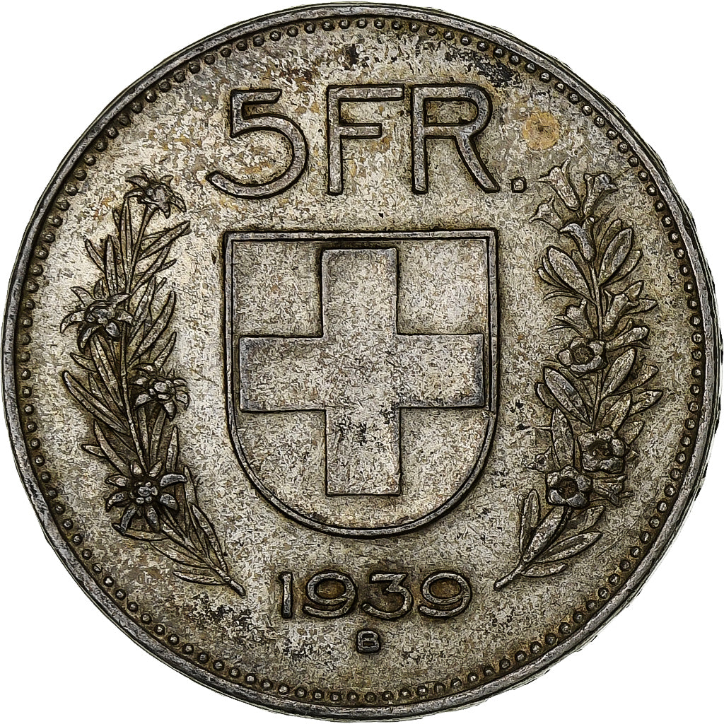 Switzerland, 5 Francs, 1939, Bern, Silver, AU(50-53), KM:40