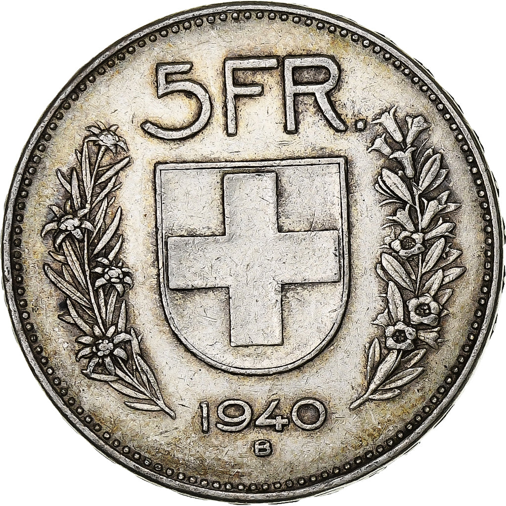 Switzerland, 5 Francs, 1940, Bern, Silver, EF(40-45), KM:40