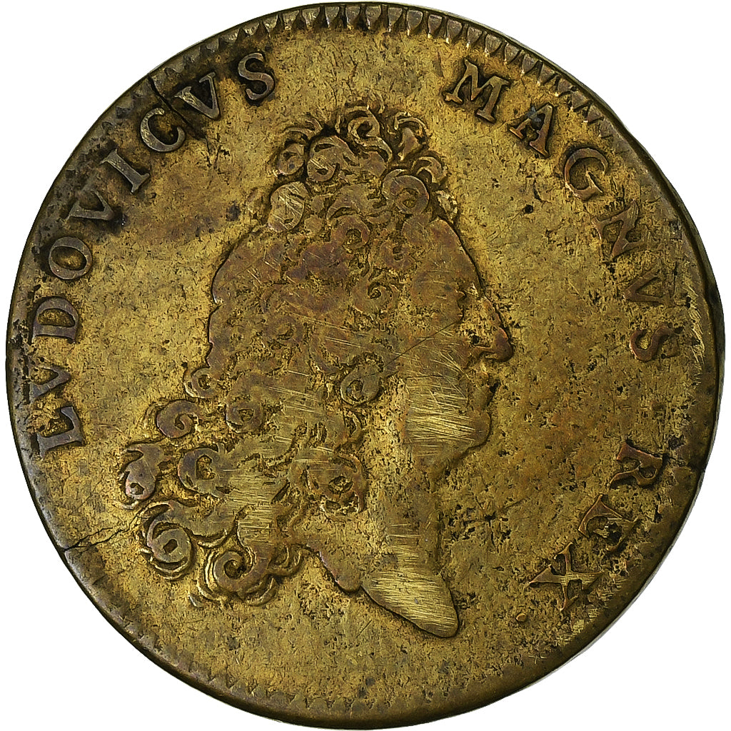 France, Token, Louis XIV, Guerre de succession d’Espagne, Brass, VF(20-25)