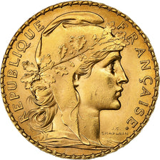 Frankrijk, 20 Francs, Marianne, 1910, Paris, Goud, UNC, Gadoury:1064a, KM:857