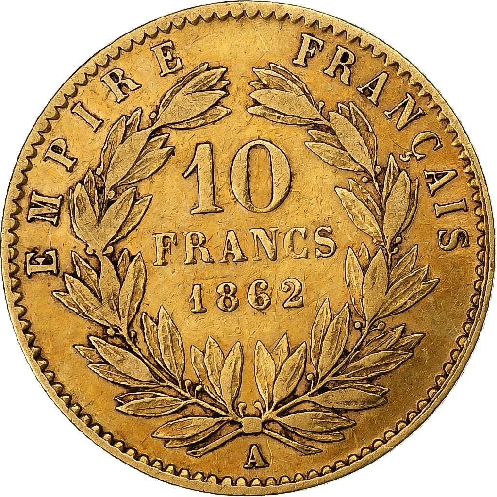 France, Napoleon III, 10 Francs, 1862, Paris, Gold, VF(30-35), Gadoury:1015
