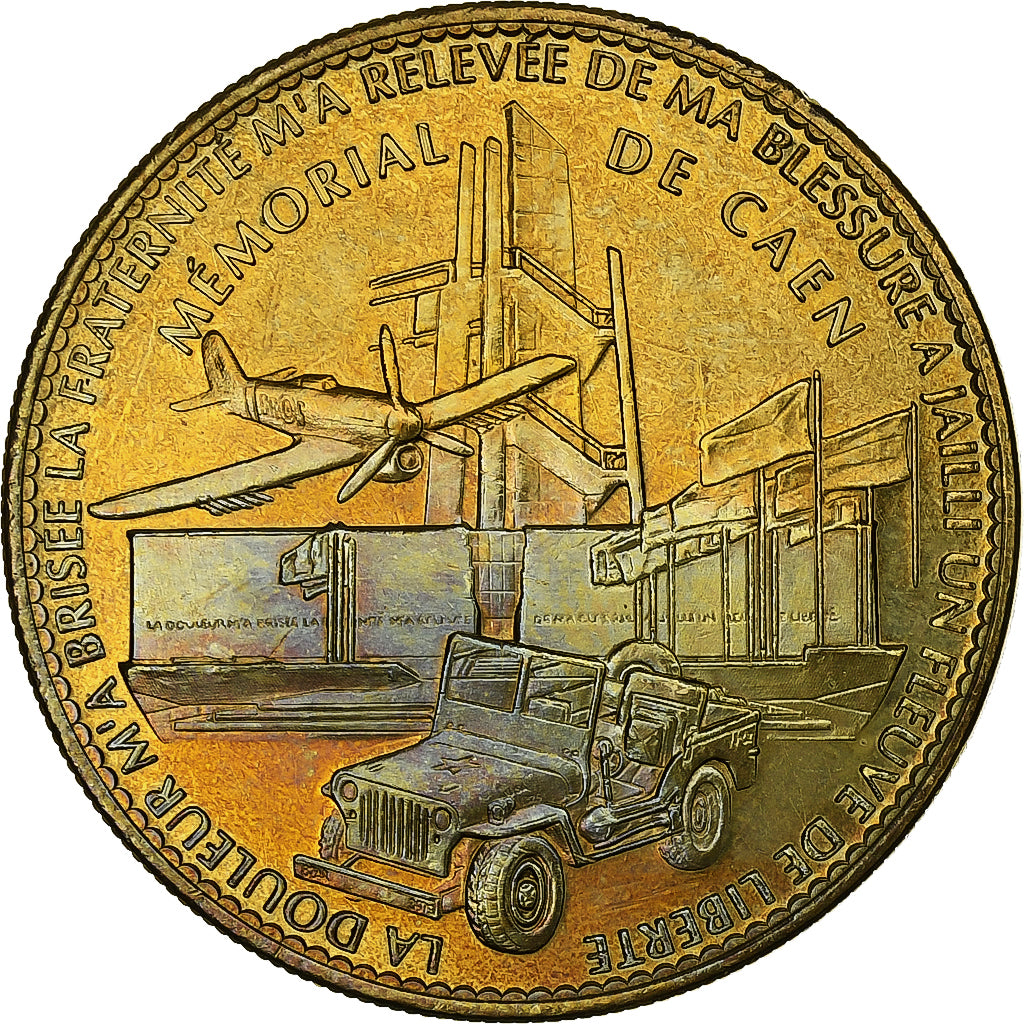 France, Jeton, Mémorial de Caen, Jeep et Avion, Cupro-nickel Aluminium, Arthus
