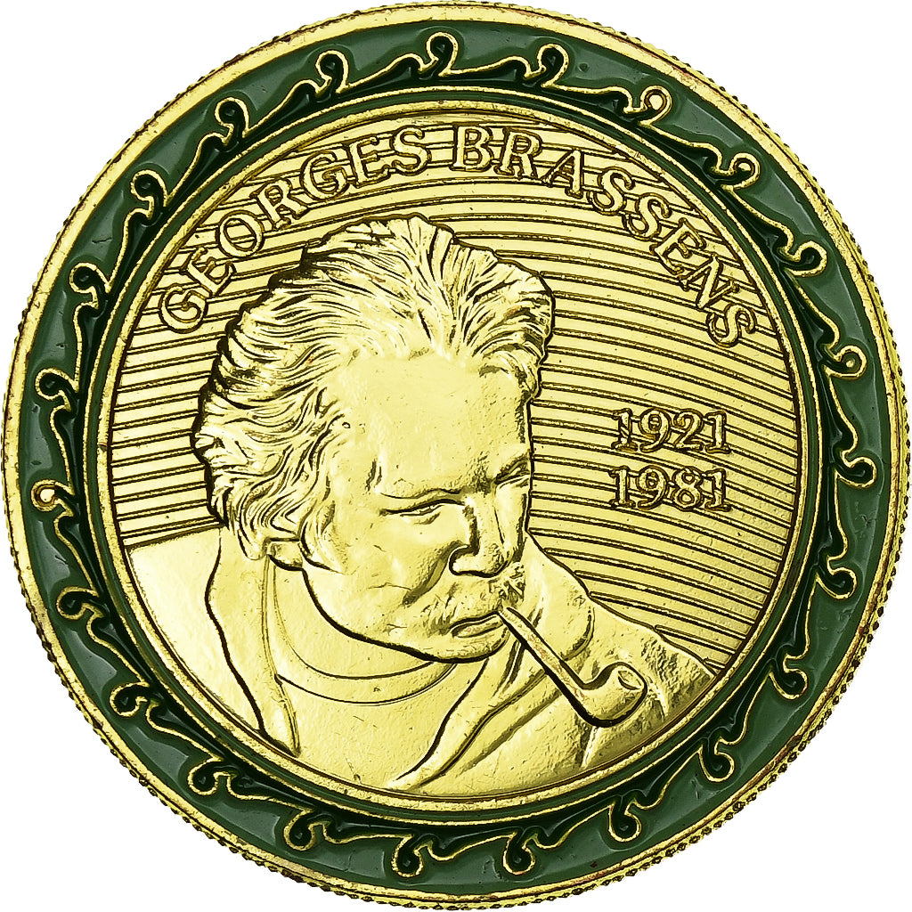 France, Token, Villes de l'Hérault, Georges Brassens, 1981, Copper-nickel