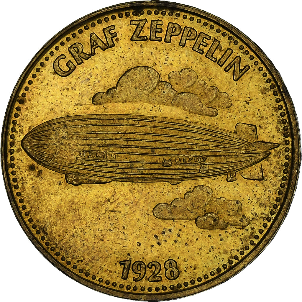 France, Jeton, Aviation, Graf Zeppelin, 1928, Bronze-aluminium, Shell, TTB+
