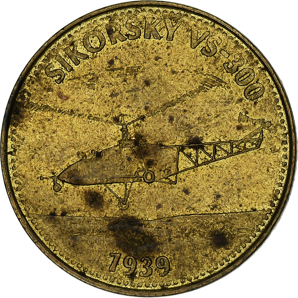 Frankreich, betaalpenning, Collection Shell, Sikorsky VS-300, Bronze-Aluminium