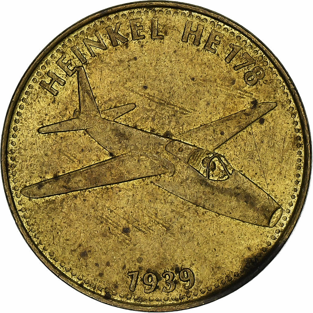 Frankreich, betaalpenning, Collection Shell, Heinkel HE 178, Bronze-Aluminium