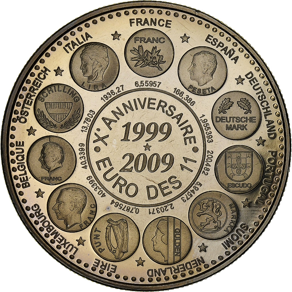 Francia, medaglia, L'Europe des XXVII, 10 Ans de l'Euro, 2009, Rame-nichel, SPL+
