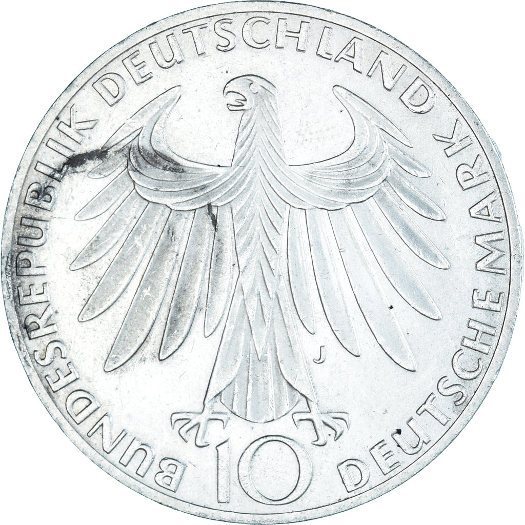 Coin, GERMANY - FEDERAL REPUBLIC, 10 Mark, 1972, Hamburg, VF(30-35), Silver