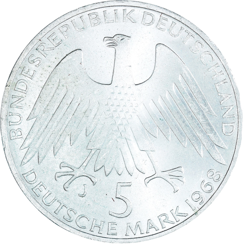 Moneta, Niemcy - RFN, 5 Mark, 1968, Hamburg, Germany, AU(55-58), Srebro, KM:121