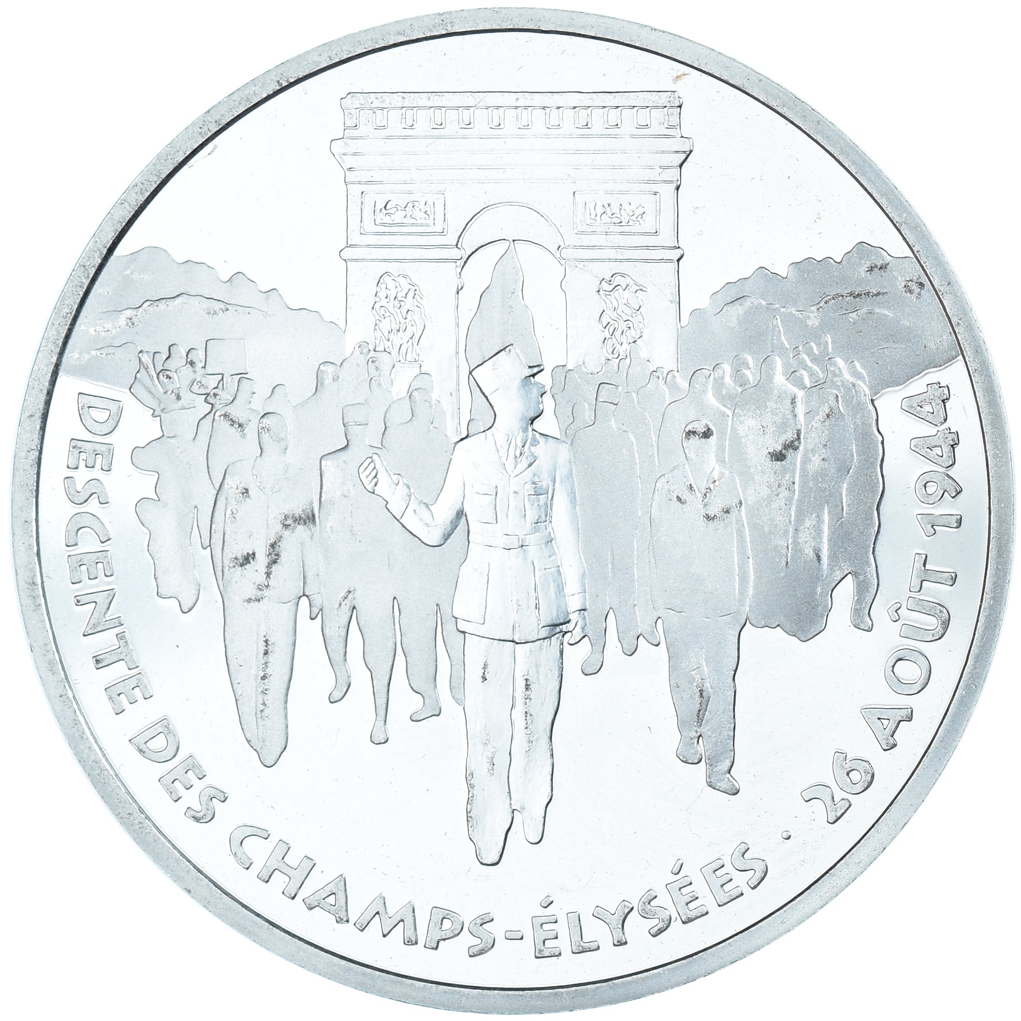 Munten, Frankrijk, Libération de Paris, 100 Francs, 1994, BE, UNC-, Zilver