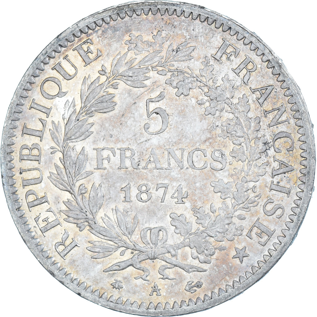 Coin, France, Hercule, 5 Francs, 1874, Paris, AU(50-53), Silver, KM:820.1