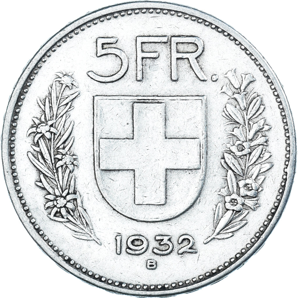Moneda, Suiza, 5 Francs, 1932, Bern, BC+, Plata, KM:40