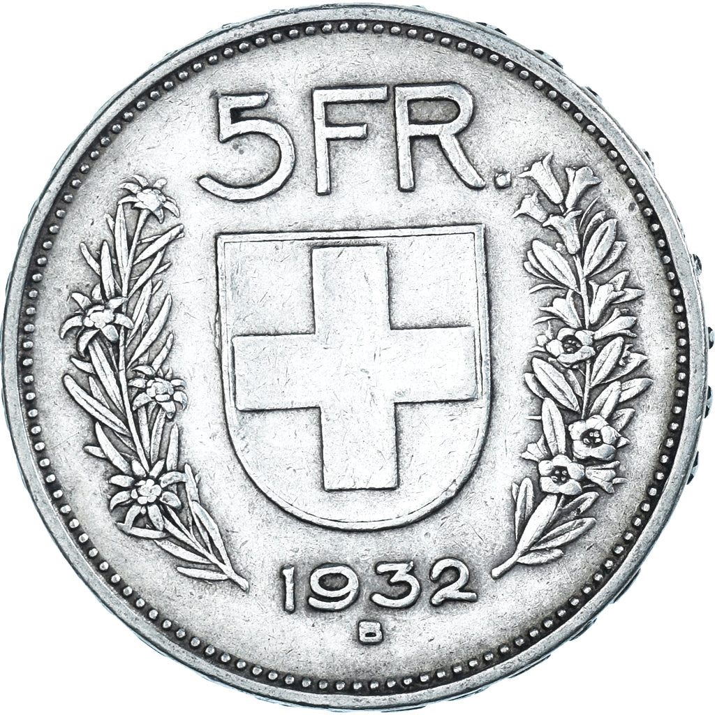 Coin, Switzerland, 5 Francs, 1932, Bern, EF(40-45), Silver, KM:40