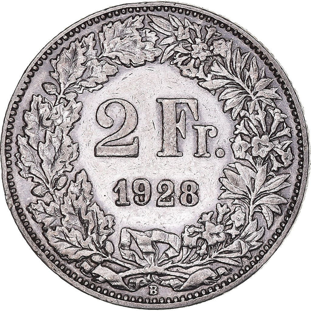 Coin, Switzerland, 2 Francs, 1928, Bern, VF(30-35), Silver, KM:21