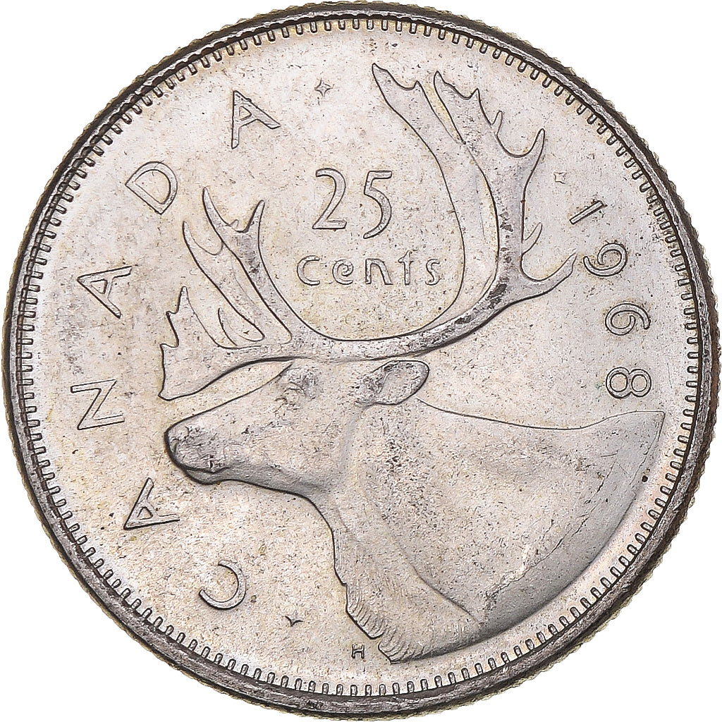 Coin, Canada, Elizabeth II, 25 Cents, 1968, Royal Canadian Mint, Ottawa