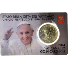 VATICAN CITY, 50 Euro Cent, 2014, Rome, Coin card, MS(65-70), Brass