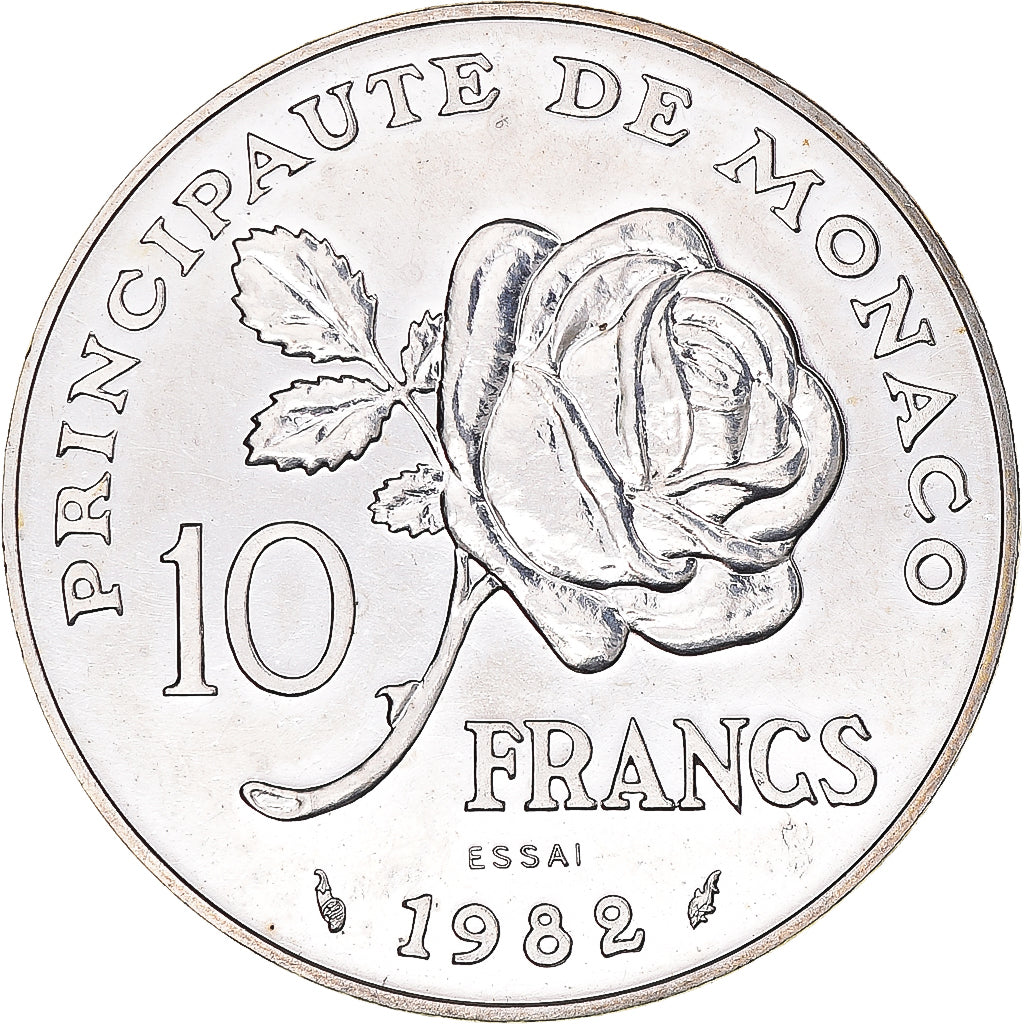Coin, Monaco, 10 Francs, 1982, ESSAI, MS(63), Silver, KM:E73, Gadoury:MC158