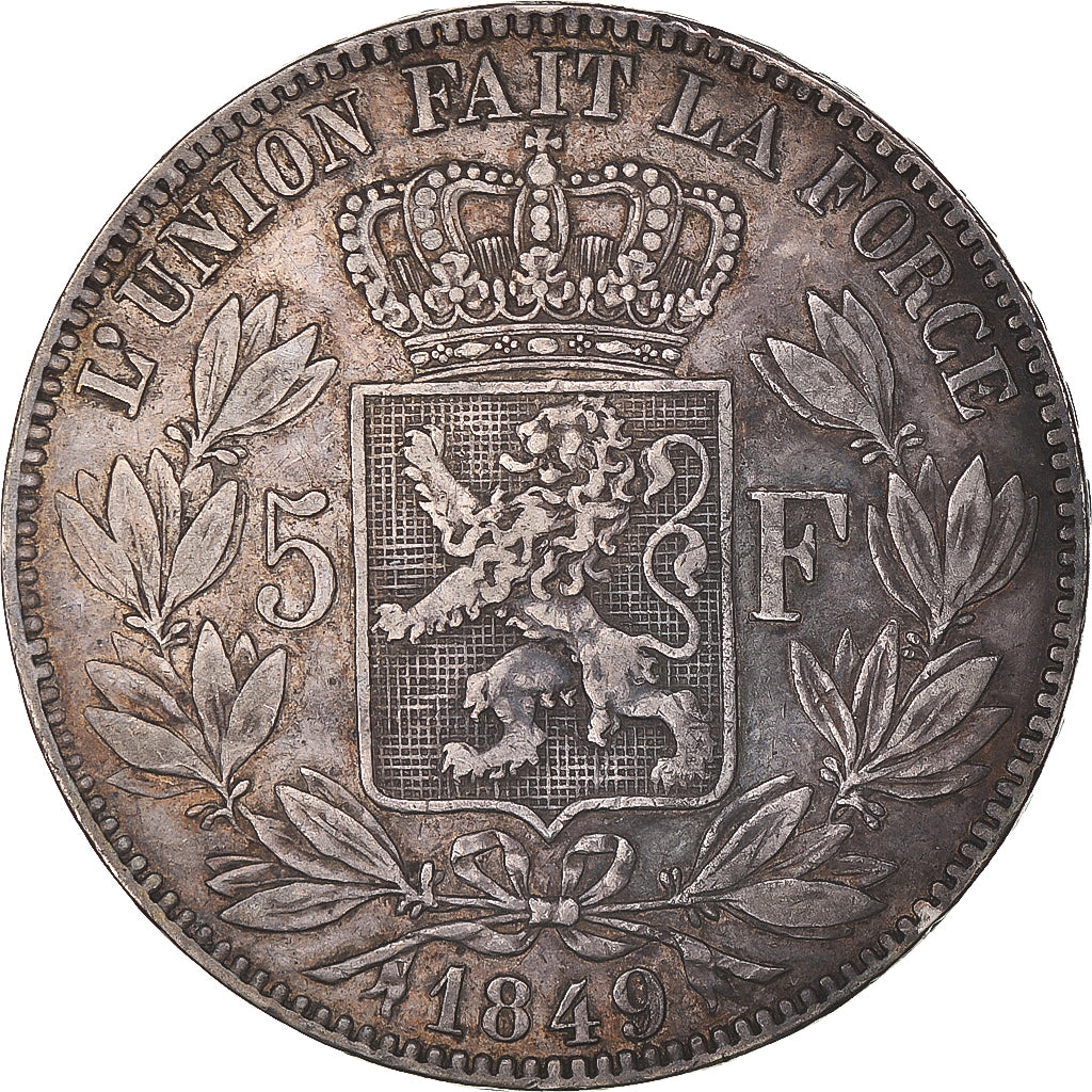 Coin, Belgium, Leopold I, 5 Francs, 5 Frank, 1849, Brussels, VF(30-35), Silver