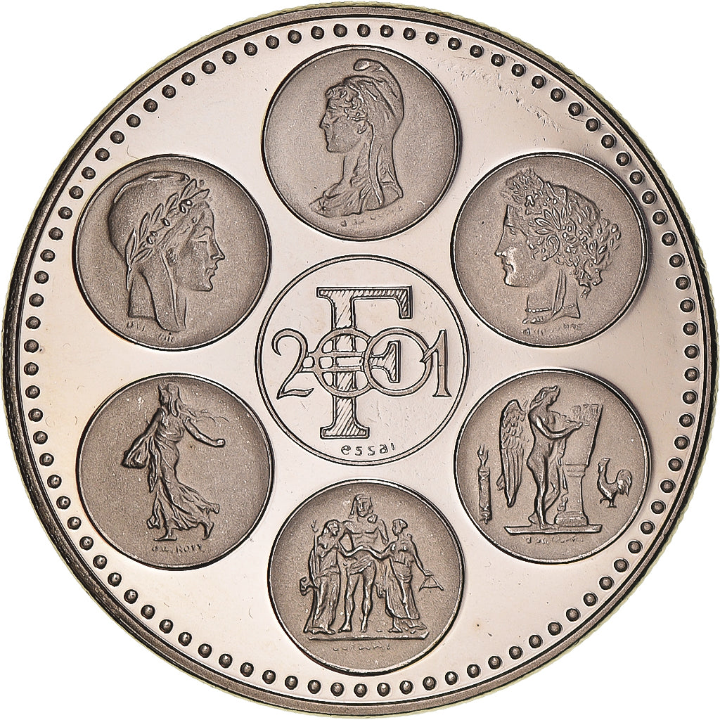 França, medalha, Coq, Fin du Cours Légal du Franc, Politics, 2001, MS(64)