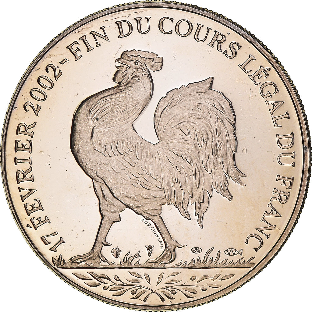 França, medalha, Coq, Fin du Cours Légal du Franc, Politics, 2001, MS(64)