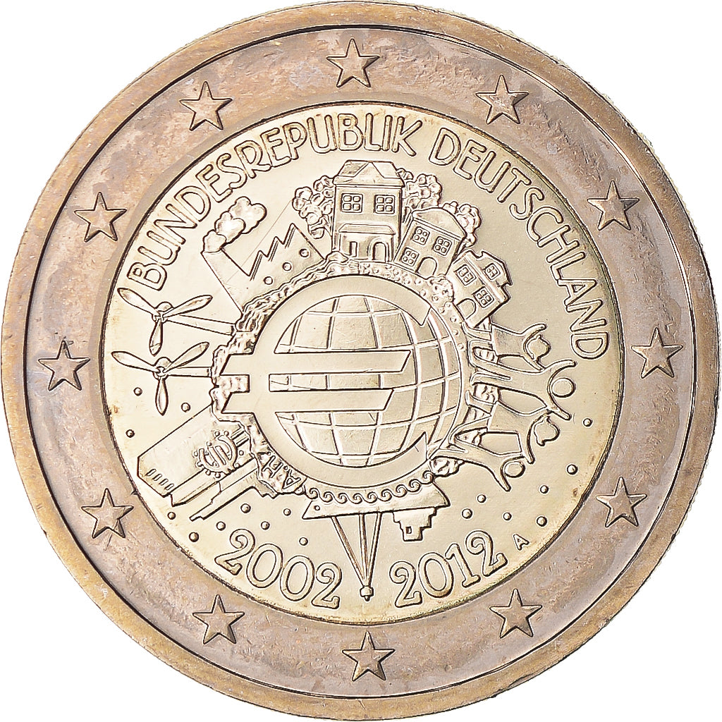 Duitsland, 2 Euro, 10 years euro, 2012, Berlin, UNC, Bi-Metallic, KM:New