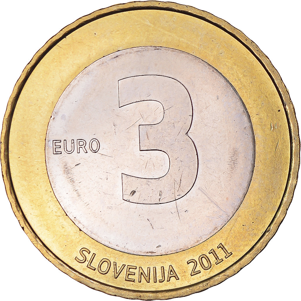 Slovenia, 3 Euro, Independence 20th Anniversary, 2011, AU(55-58), Bi-Metallic