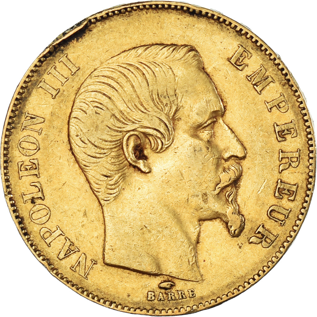 Moeda, França, Napoleon III, 50 Francs, 1857, Paris, VF(30-35), Dourado