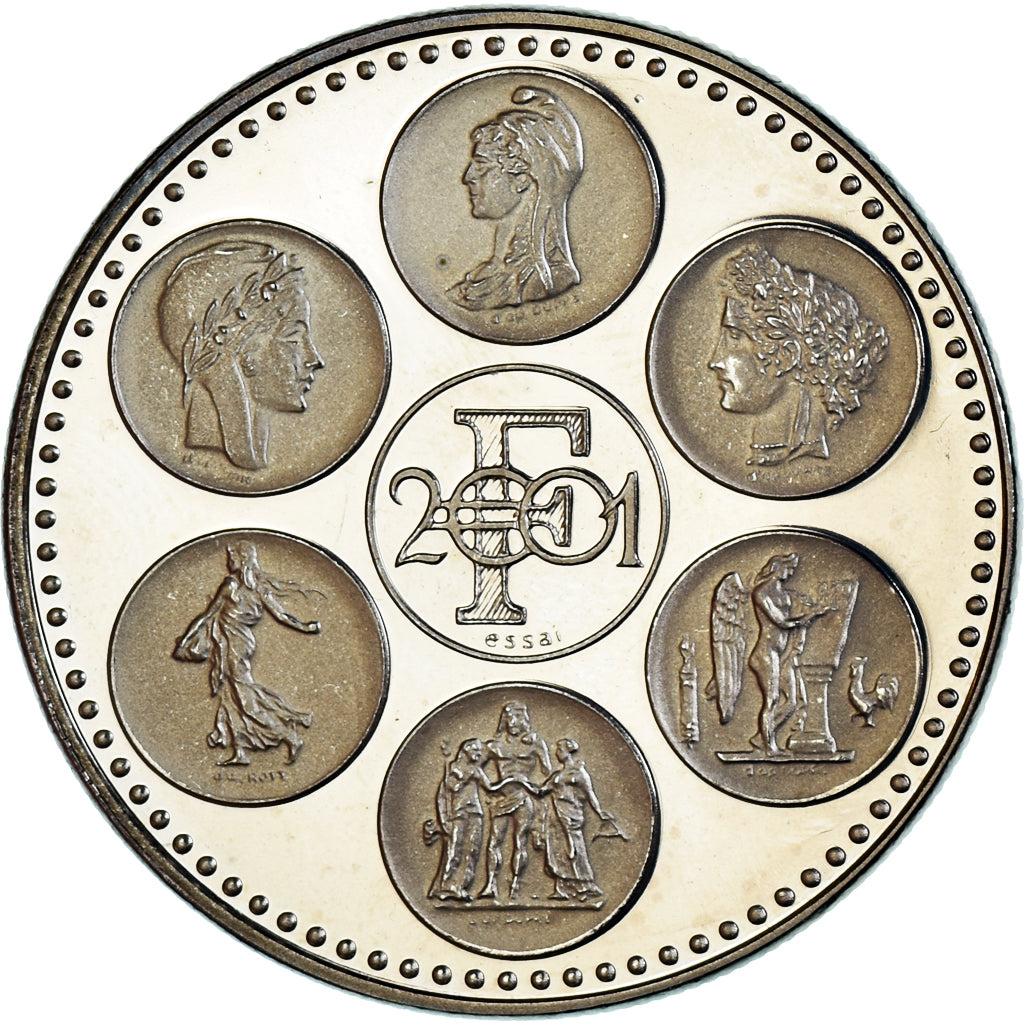 Frankreich, Medaille, Coq, Fin du Cours Légal du Franc, Politics, 2001, UNZ+