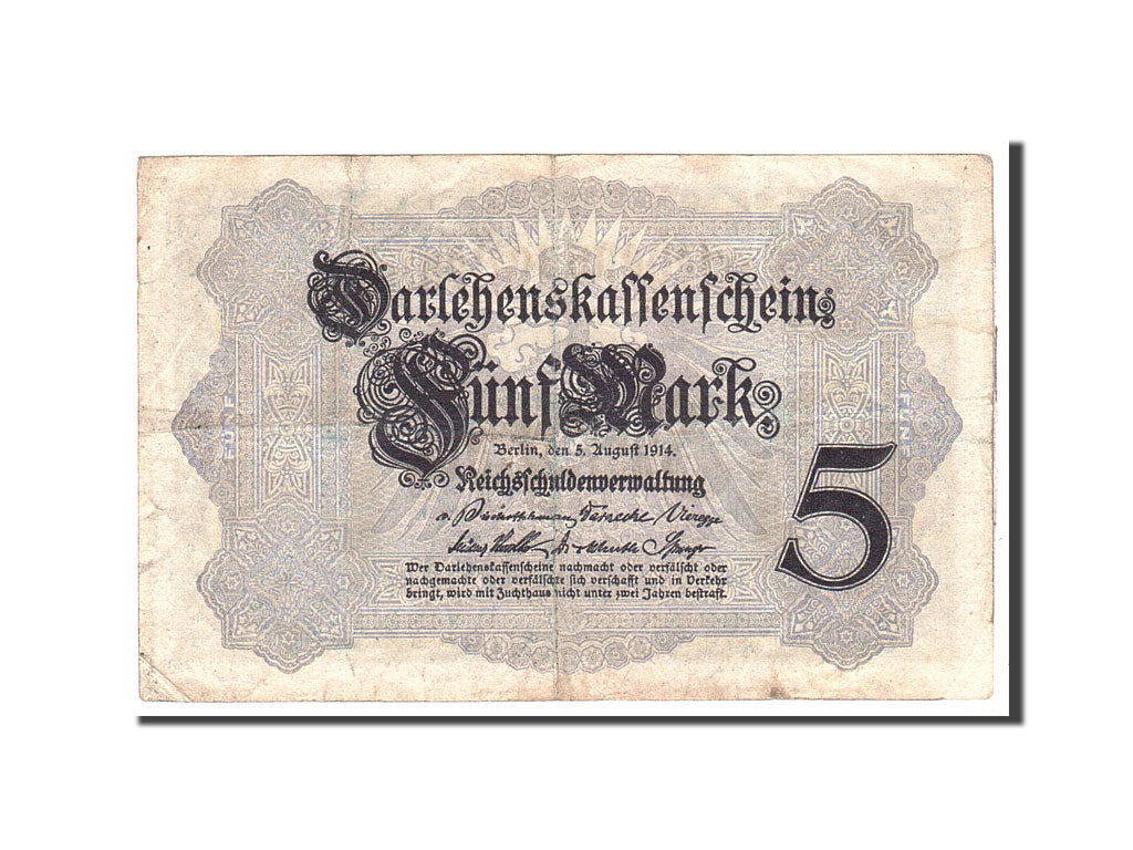 Banknote, Germany, 5 Mark, 1914, 1914-08-05, KM:47c, EF(40-45)