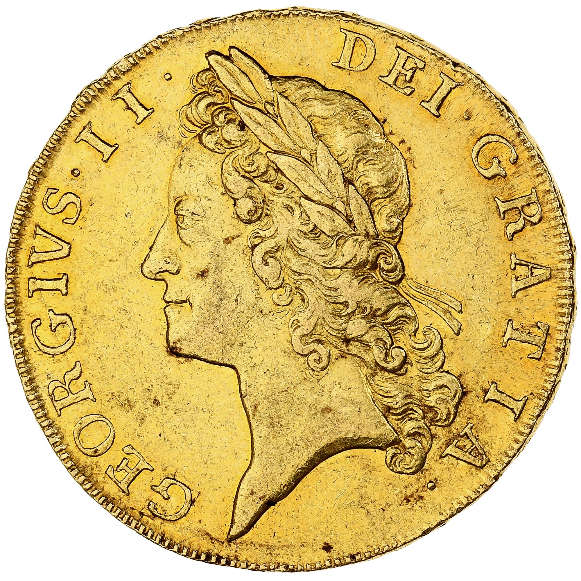 Great Britain, George II, 5 Guineas, 1729, London, Gold, AU(55-58), Spink:3663