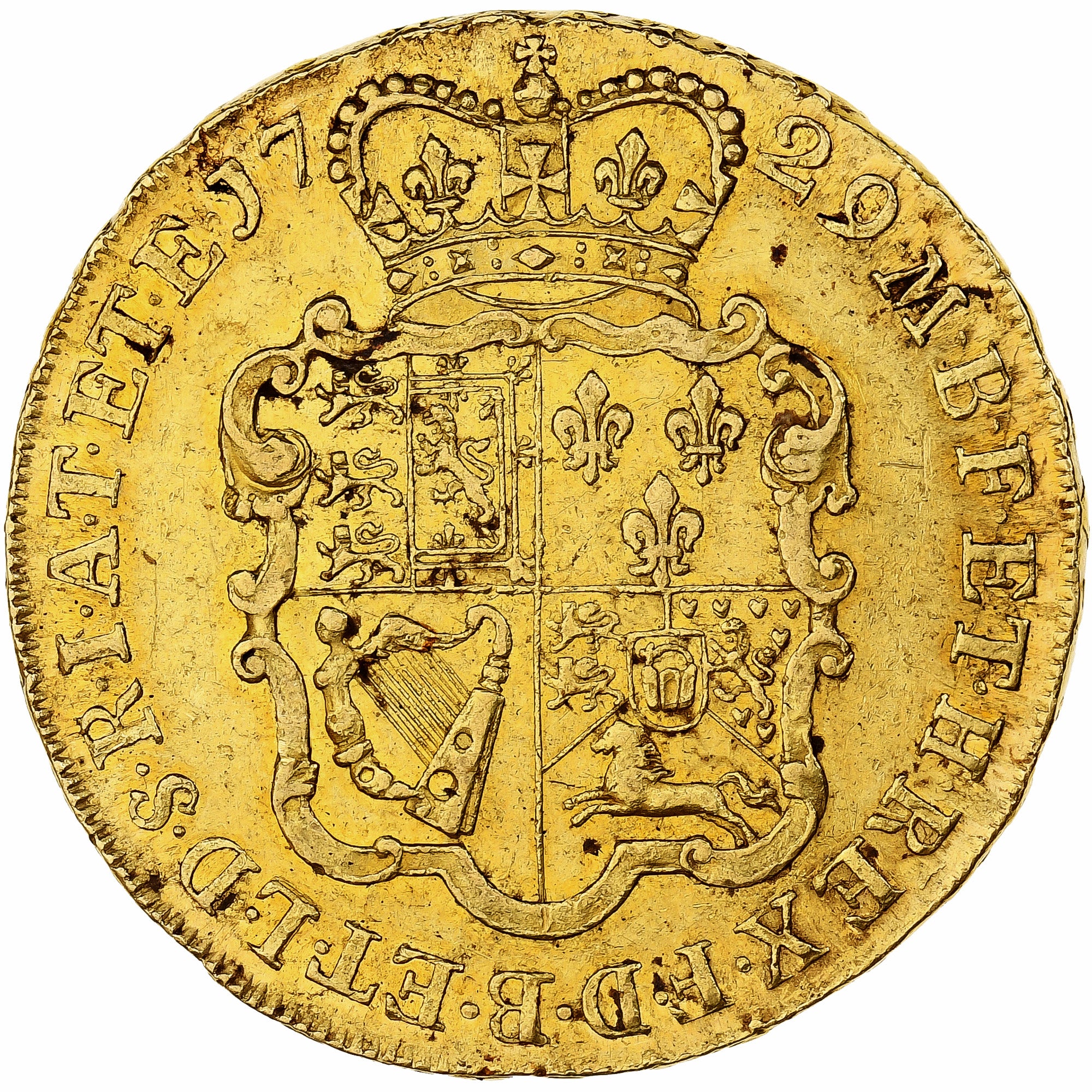 Great Britain, George II, 5 Guineas, 1729, London, Gold, AU(55-58), Spink:3663