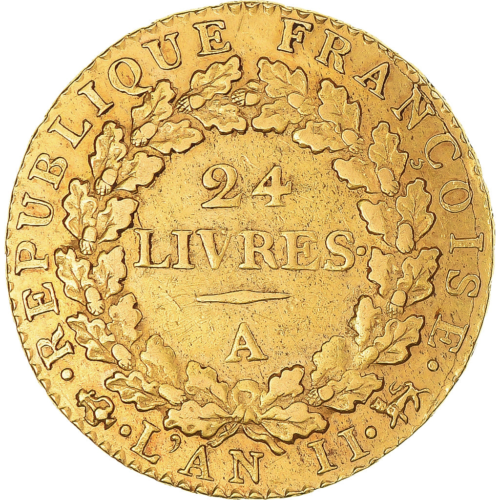 Francia, 24 Livres, 1793 / AN II, Paris, Oro, BB, Gadoury:62