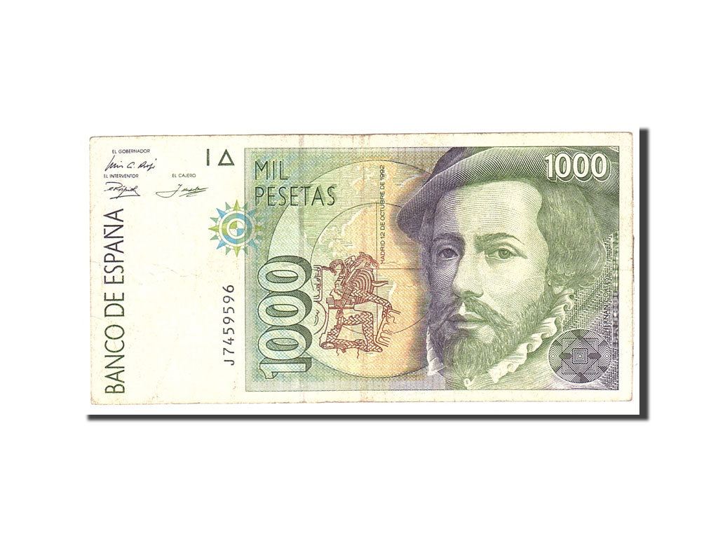 Biljet, Spanje, 1000 Pesetas, 1992, 1992-10-12, KM:163, TTB