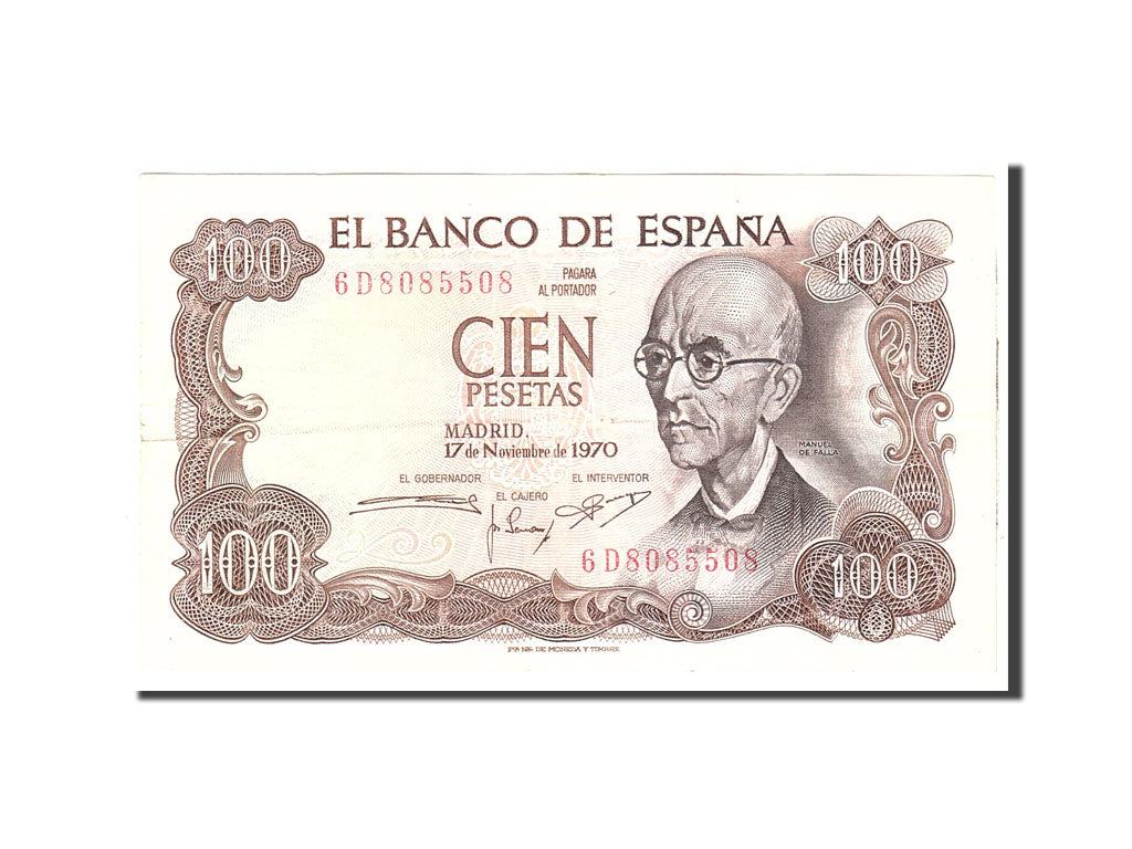 Biljet, Spanje, 100 Pesetas, 1970, 1970-11-17, KM:152a, TTB
