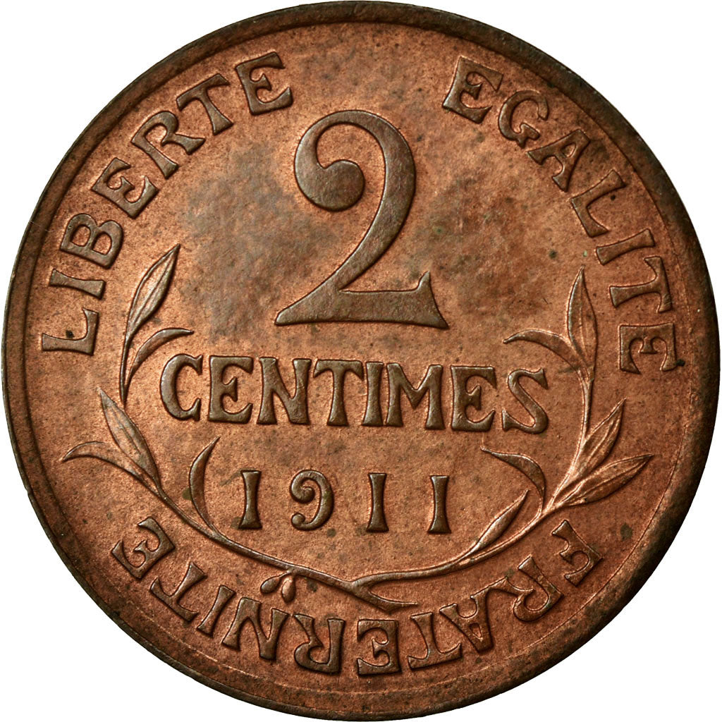 Moneda, Francia, Dupuis, 2 Centimes, 1911, Paris, EBC, Bronce, Gadoury:107