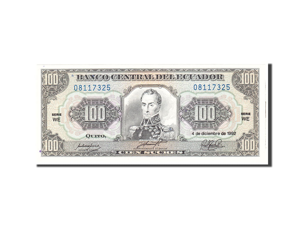 Banknote, Ecuador, 100 Sucres, 1992, 1992-12-04, KM:123Ab, UNC(65-70)