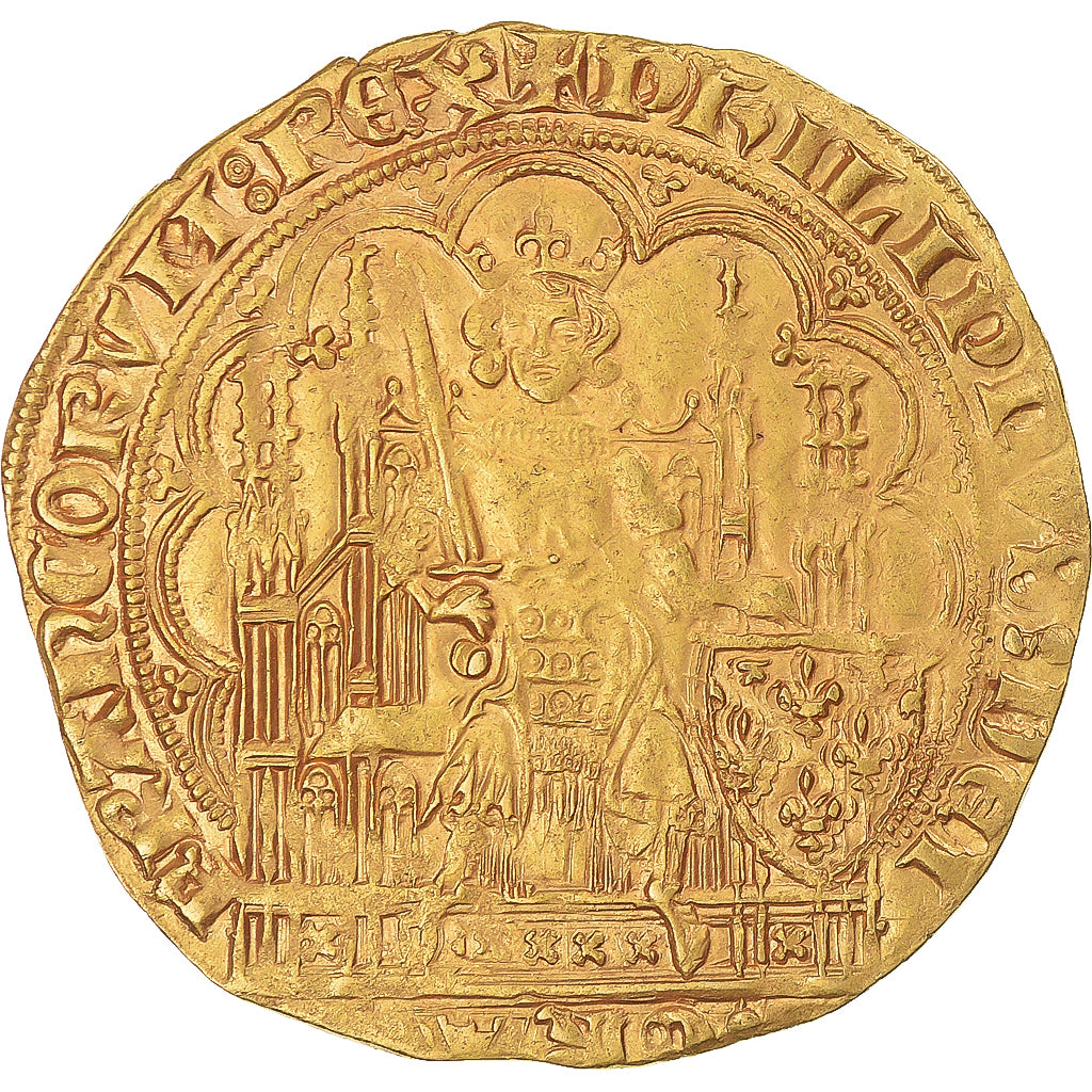 Francja, Philippe VI, Ecu d'or à la chaise, 1349-1350, Złoto, AU(50-53)