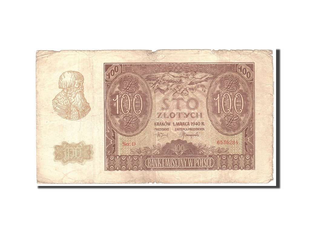 Banconote, Polonia, 100 Zlotych, 1940, KM:97, 1940-03-01, MB