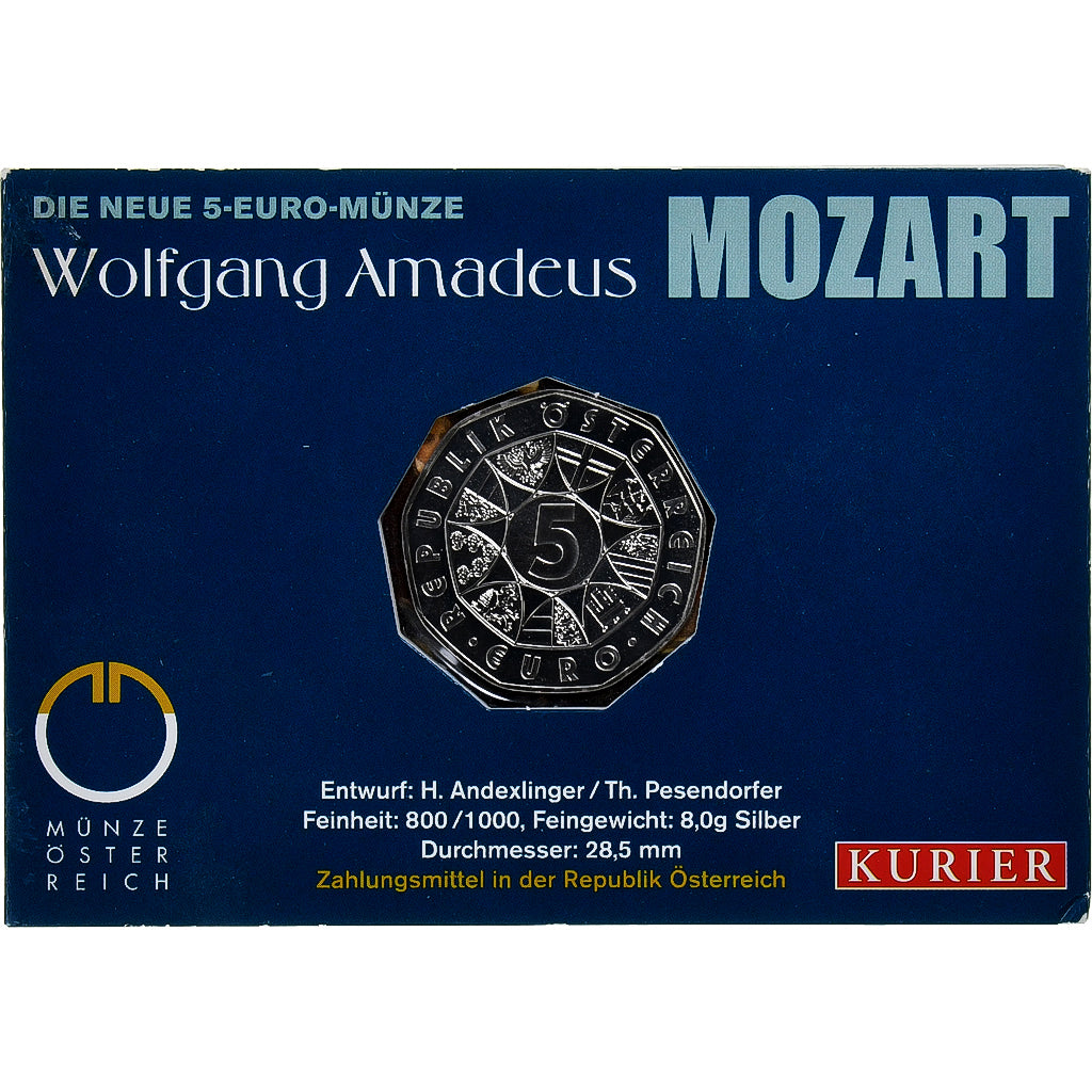 Österreich, 5 Euro, Mozart, 2006, Vienna, Silber, STGL, KM:3131