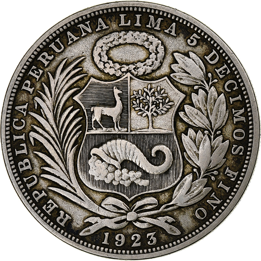 Moneda, Perú, Sol, 1923, Philadelphia, BC+, Plata, KM:218.1