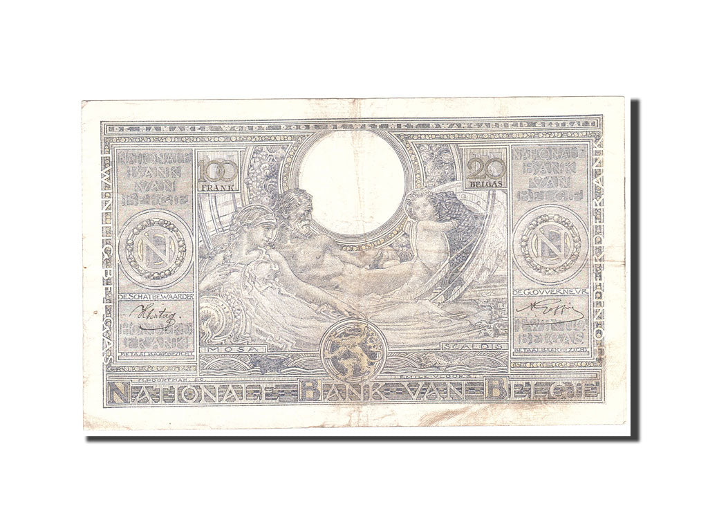 Banknote, Belgium, 100 Francs-20 Belgas, 1942, 1942-10-21, KM:107, VF(20-25)