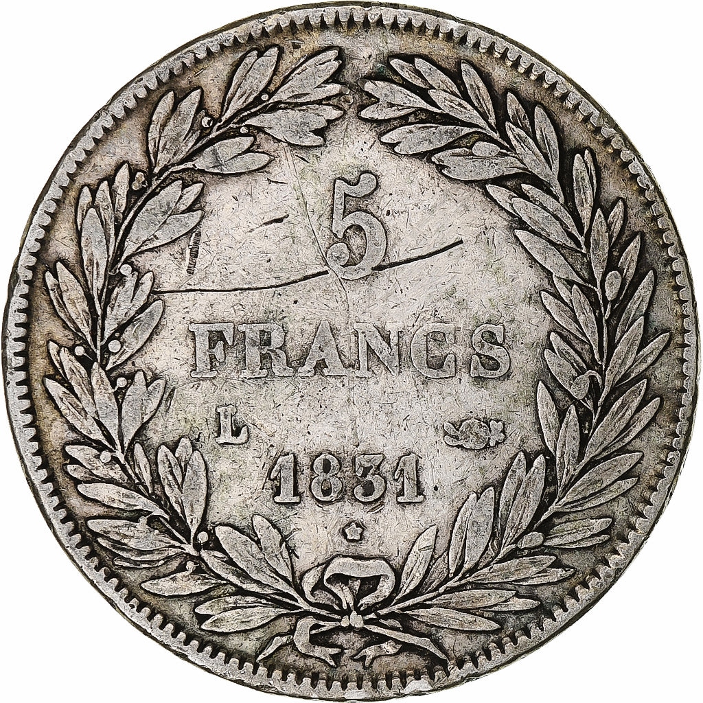 Coin, France, Louis-Philippe, 5 Francs, 1831, Bayonne, F(12-15), Silver