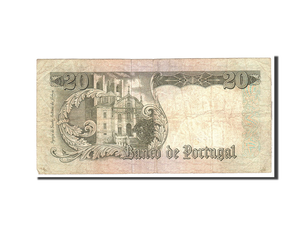 Geldschein, Portugal, 20 Escudos, 1964, 1964-05-26, KM:167b, S