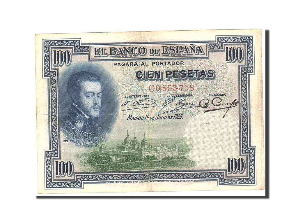 Billet, Espagne, 100 Pesetas, 1925, 1925-07-01, KM:69c, TTB