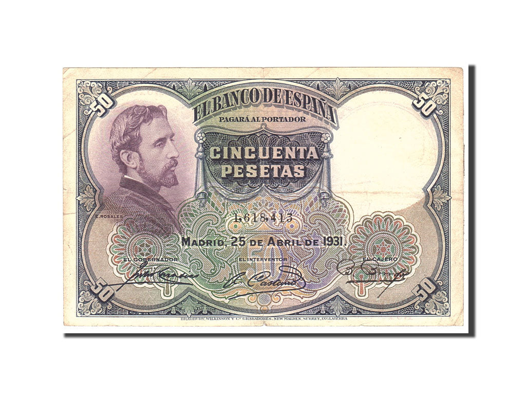 Banknote, Spain, 50 Pesetas, 1931, 1931-04-25, KM:82, EF(40-45)